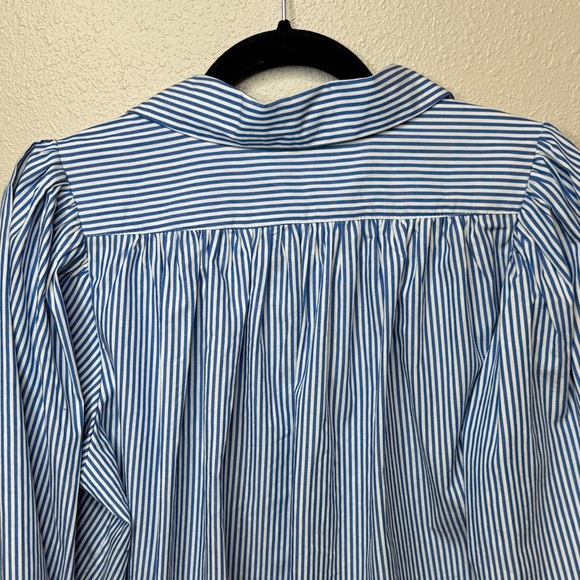Tuckernuck Classic Blue White Striped Button down Preppy Round Collar - Medium - Picture 10 of 14